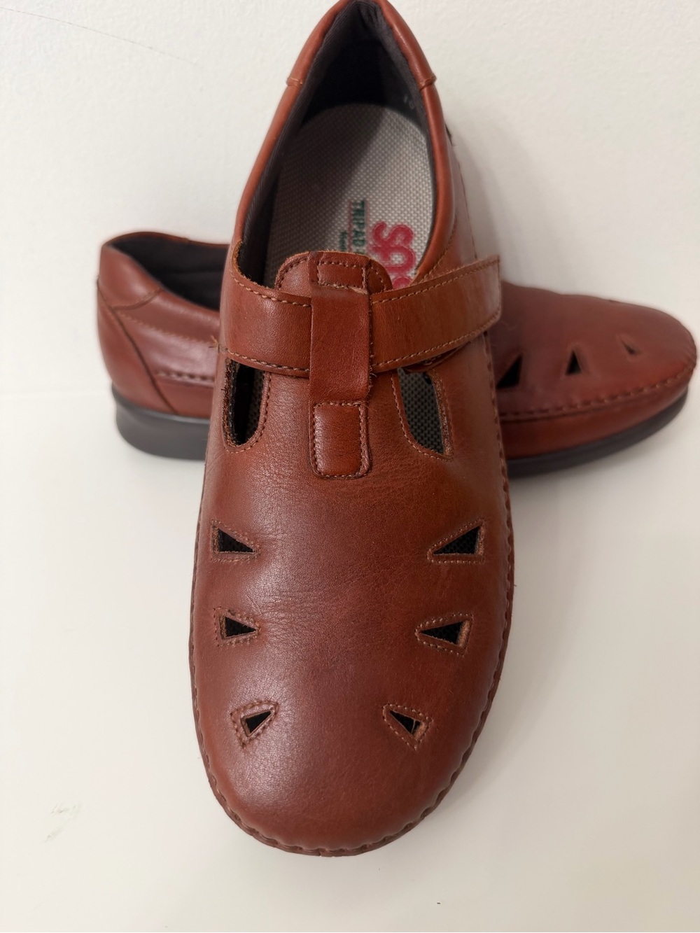 SAS Leather Chestnut Comfort Orthopedic Mary Jane Shoes Size 10WW